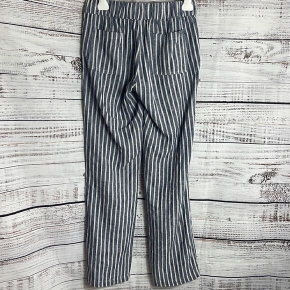 For Cynthia pants womens Sz Small striped  Linen blend drawstring Pull on light - Picture 4 of 12